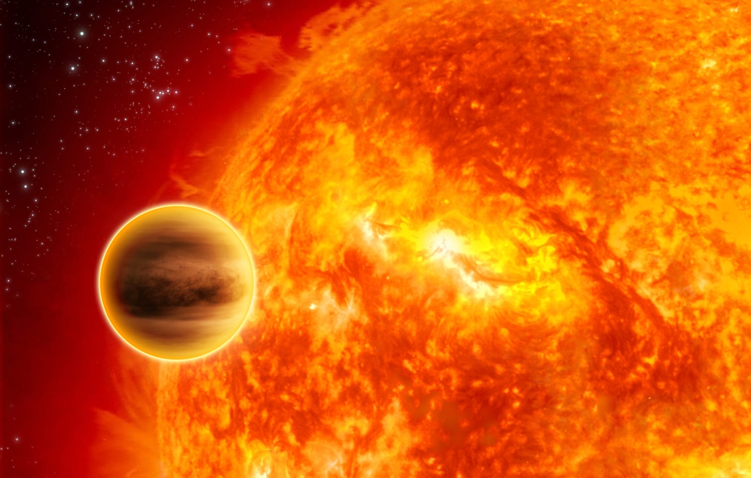 51 Pegasi b is about half the size of Jupiter and orbits its star in about four days.