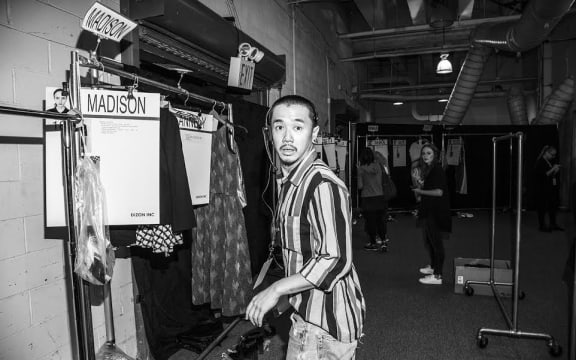 Jonathan back stage for Suno Spring 2016 (September 2015 at NYFW)
