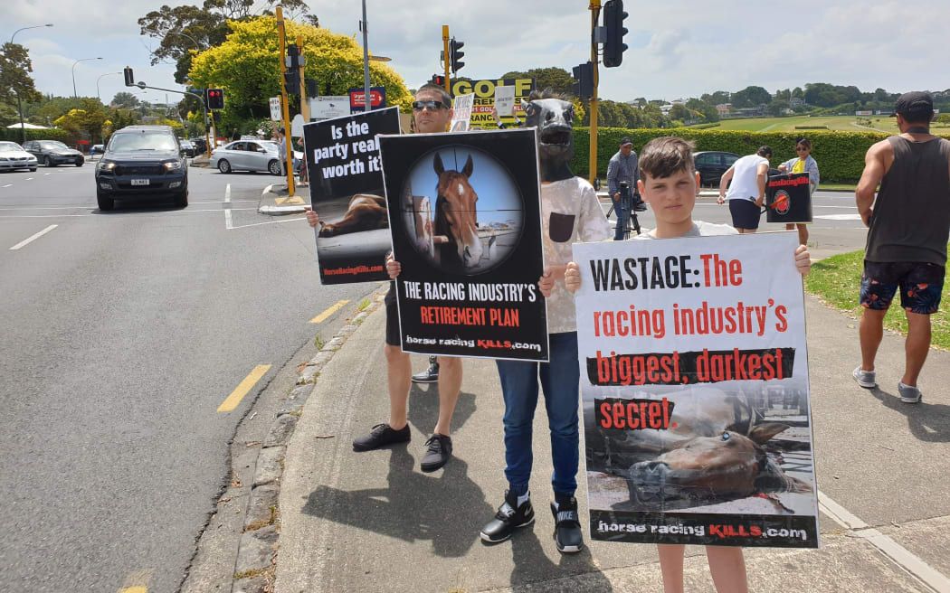 Boxing Day Ellerslie races - protests against animal cruelty