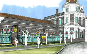 An artist's impression of the glass deck planned for Dunedin's historic railway station.