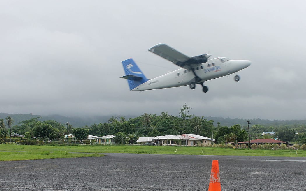 A light aircraft taking off from Samoa's Fagali'i airstrip which has now been closed over safety concerns especially during turbulent weather. January 2020