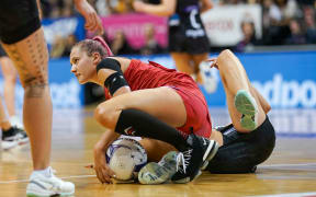 England's George Fisher in action against Silver Ferns 2020.