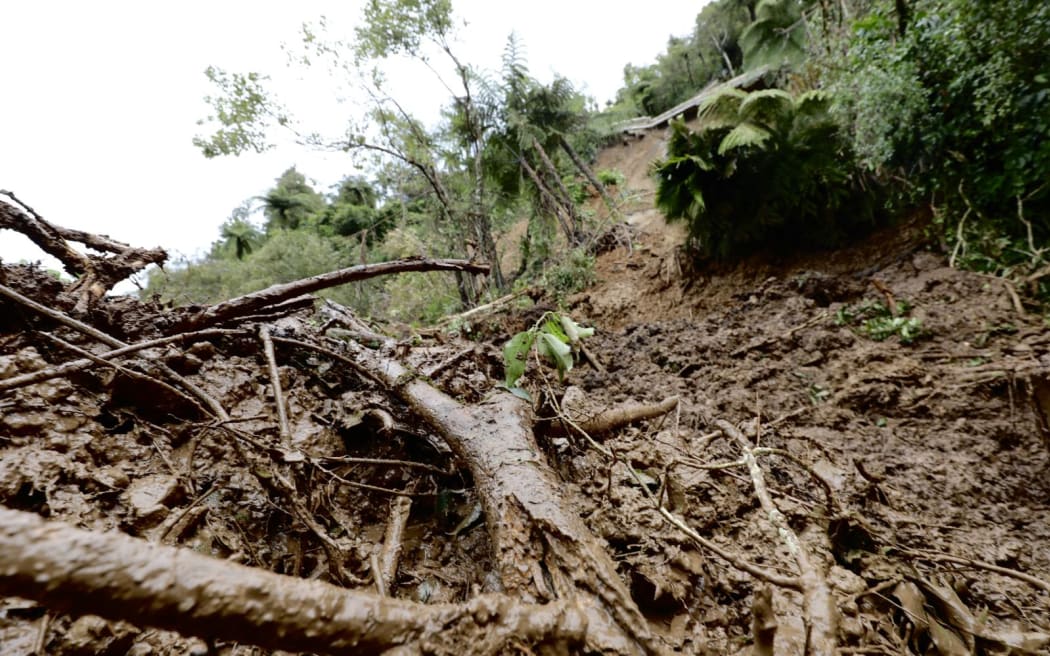 Slip damage in Titirangi, Auckland.