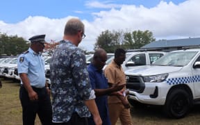 Prime Minister Jeremiah Manele received the first 22 of a new fleet of 61 vehicles handed over by the Government of Australia at the RSIPF Headquarters in Rove on Monday, 25 August 2025.