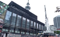 Cordons around SkyCity remain as firefighters continue to monitor and investigate the damaged roof area where the blaze erupted.