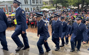 Scenes from the Nelson vigil for slain police officer Senior Sergeant Lyn Fleming in central Nelson.