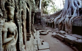The jungle is gradually swallowing the ruins of Ta Prohm, one of the temples at Angkor in Siem Reap, Cambodia.