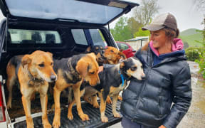 Heather Gee-Taylor with her farm dogs