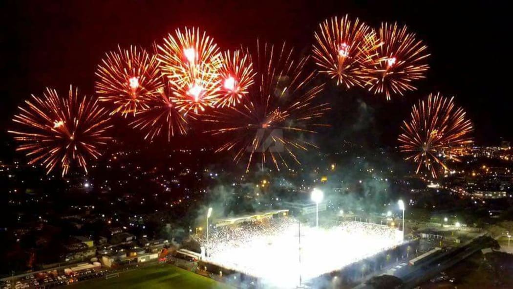 Fireworks celebrate the end of the FIFA Under 20 Women's World Cup in Port Moresby.