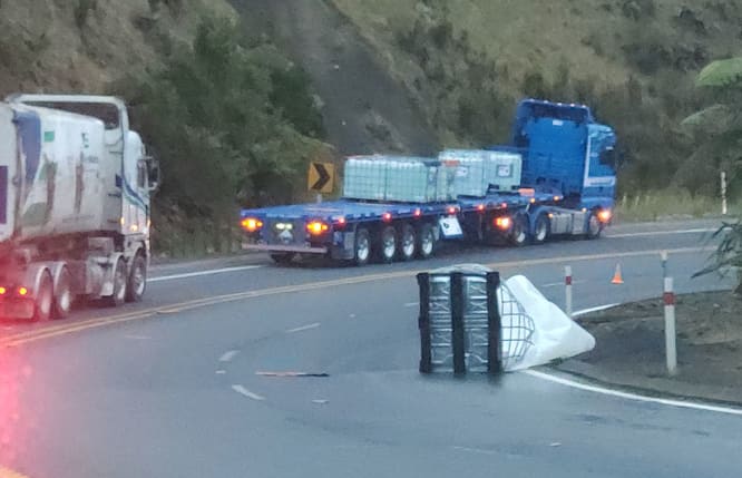 State Highway 29 is closed in both directions after several containers fell from a truck, spilling chemicals on the road.