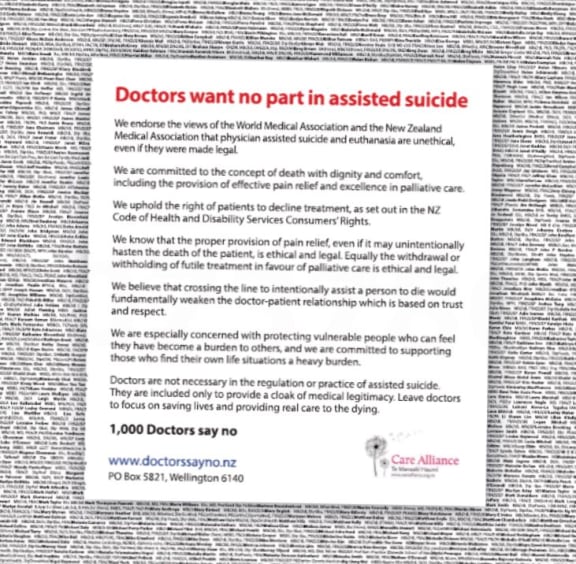 The Care Alllance ad in the Herald on Sunday last weekend.