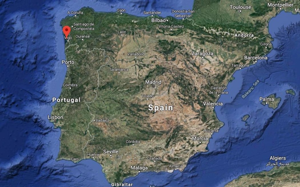 A screengrab of Aldán, Spain - the location where a submarine carrying more than 2000kg of cocaine ran aground in November 2019.