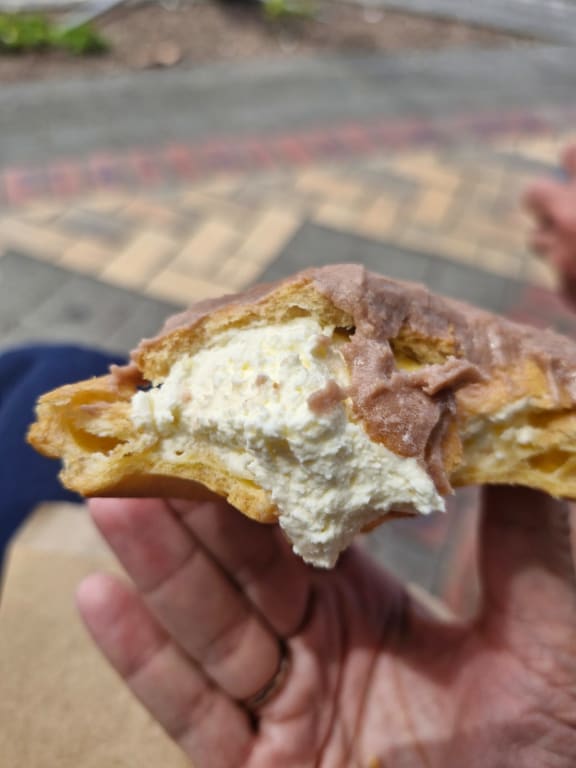 An eclair from Johnny Nation's Chocolate Eclair Shop.