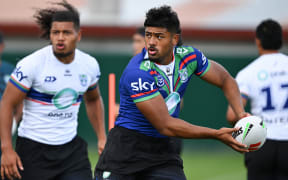 Ali Leiataua during a Warriors training session at Go Media Stadium in Auckland.