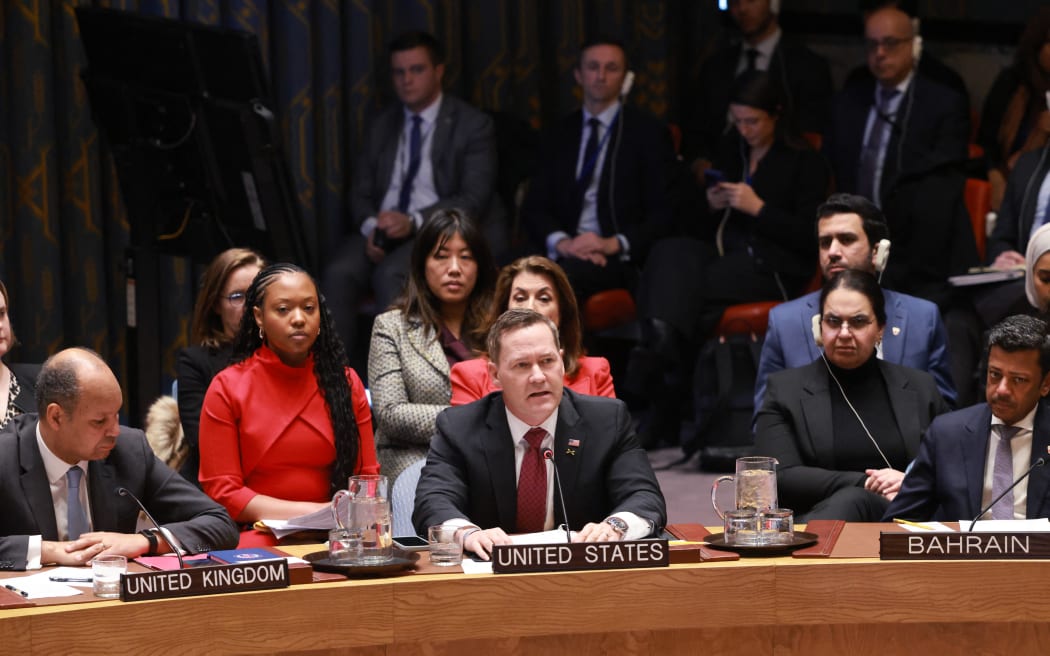 NEW YORK, NEW YORK - JANUARY 05: U.S. Ambassador to the United Nations Mike Waltz speaks at a Security Council meeting at the United Nations (UN) concerning the situation in Venezuela on January 05, 2026, in New York City. The Trump administration captured the President of Venezuela Nicolás Maduro and first lady Cilia Flores in a military operation over the weekend in Caracas, bringing them to New York to stand trial on federal charges relating to narco-terrorism.   Spencer Platt/Getty Images/AFP (Photo by SPENCER PLATT / GETTY IMAGES NORTH AMERICA / Getty Images via AFP)