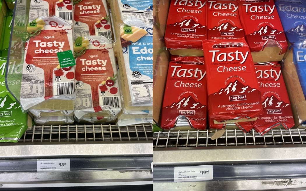 Alpine tasty cheese was selling for $6 more than Woolworths brand at Countdown Three Kings this week.
