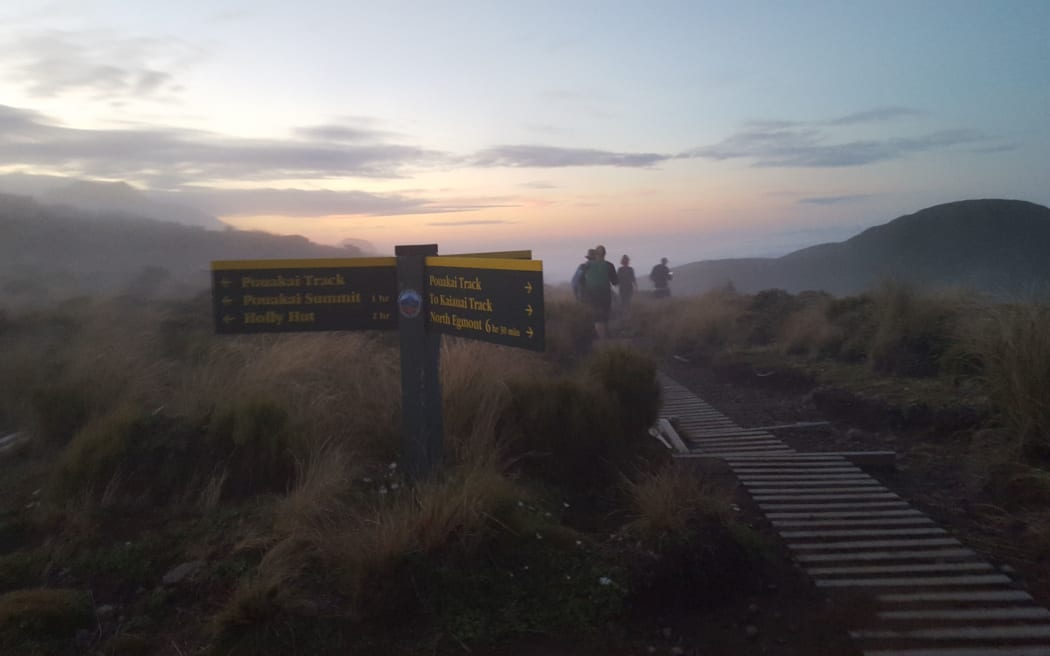 The Pouakai Saddle at dusk.