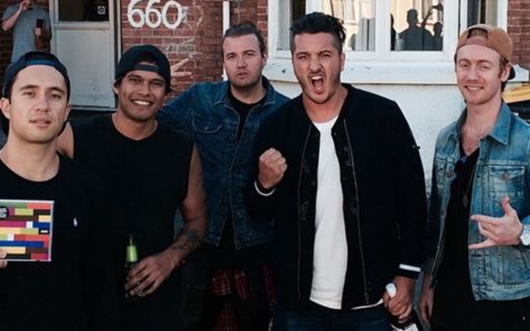 Six60 outside the Castle Street flat that inspired their name