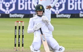Ryan Rickelton of the Proteas stretches during the 2022 Betway 2nd Test match between South Africa and Bangladesh held at St Georges Park in Gqeberha on 8 April 2022 © Deryck Foster/BackpagePix