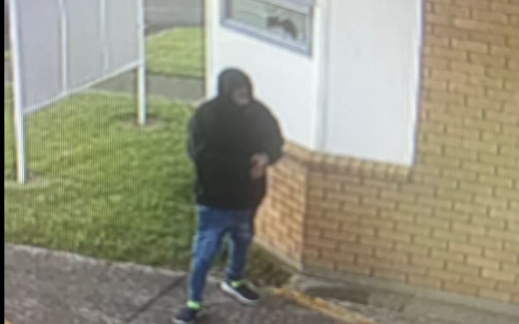 Alleged vandal outside Kamo Fire Station