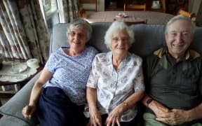 Alice Jones, 97, with her daughter and son-in-law Pam and Vernon Smith