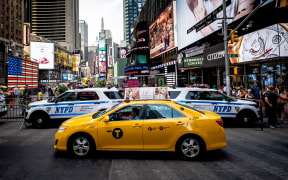 New York Police Department (NYPD) cars at Time Square in Manhattan, New York, USA