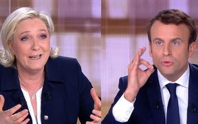 Marine Le Pen and Emmanuel Macron in their final TV interview