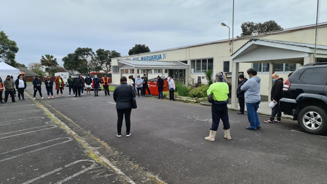 The Cook Islands community gathering at Atiu Hall for very own mass vaccination event.