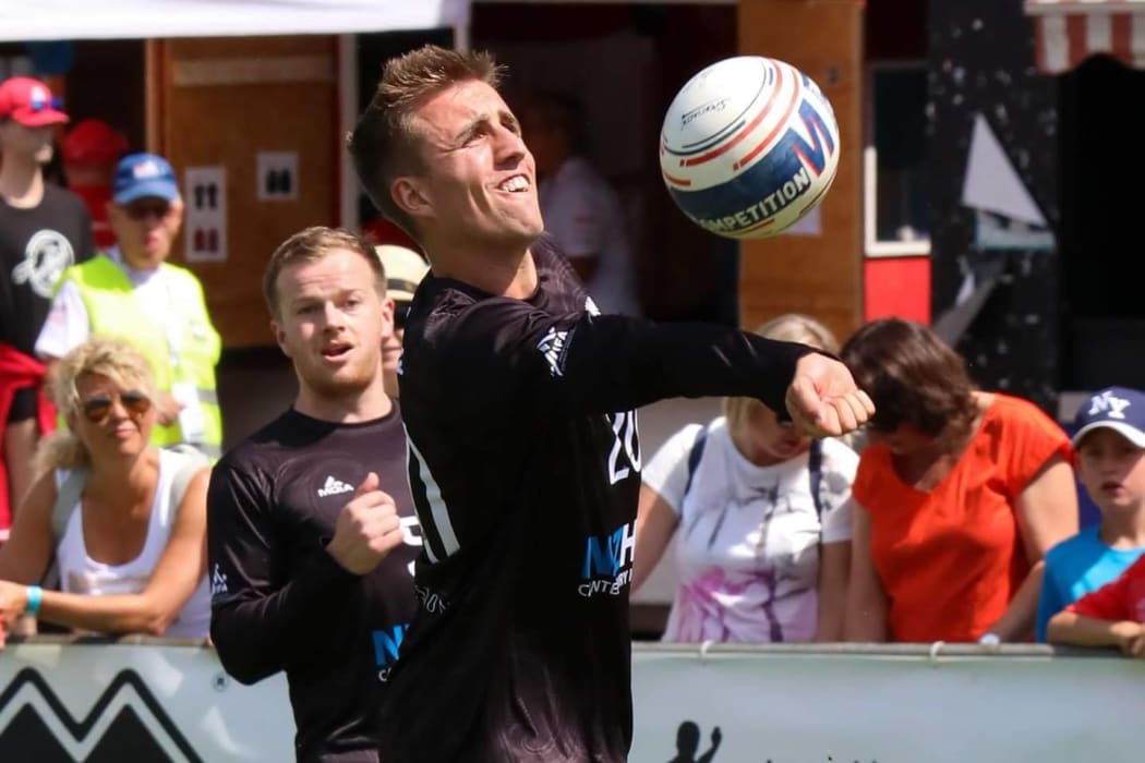 The New Zealand men's fistball team in action at the World Championships in Switzerland