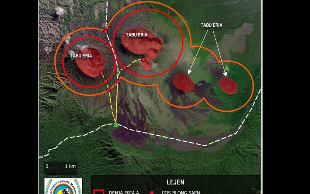 Ambrym has been at alert level 2 since January 2024.

People are strongly reminded not to access the Permanent Exclusion Zone -  which is about 1km radius inside Benbow crater - and the Danger Zone A on the map, which is about 2km radius around Marum crater (including Maben-Mbwelesu, Niri-Mbwelesu and Mbwelesu) due to risk related to its volcanic activity.