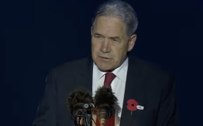 Deputy Prime Minister Winston Peters speaks at the Gallipoli Anzac Dawn Service.