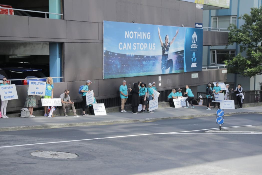 Protesters on Boulcott Street in central Wellington on 3 March, 2022.