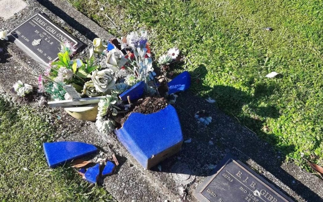The Hauraki District Council posted photos of damage to graves at the Waihi Cemetery on Friday.
