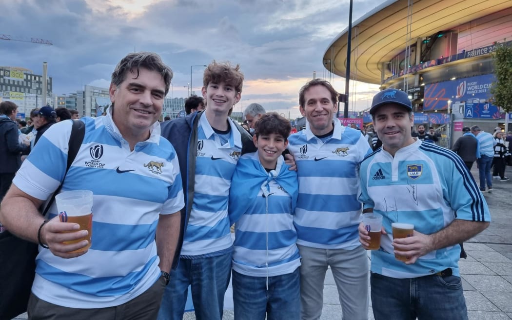 Fans at the Rugby World Cup 2023 in France ahead of the All Blacks vs Argentina game on 21 October.