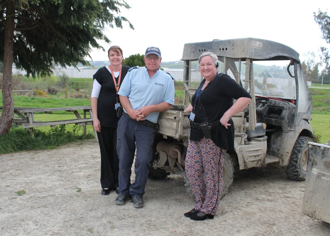 Employment placement co-coordinator Sherie Lucke, instructor Tony Russell and assistant prison director Gill Brown at the Otago Corrections Facility farm.