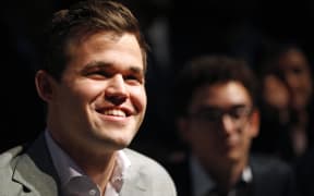 Magnus Carlsen pictured after his victory over challenger Fabiano Caruana.