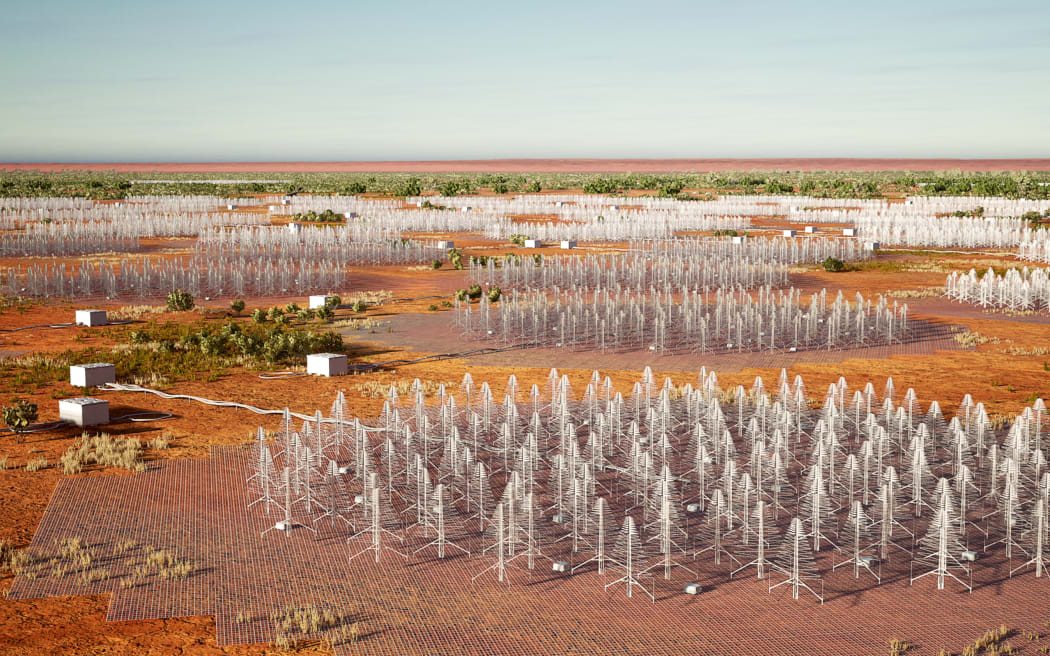 A artist's impression of low-frequency stations forming the Square Kilometre Array (SKA) radio telescope, to be built in Western Australia.