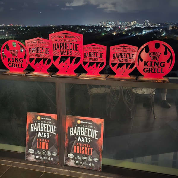 A display of all the awards that Cook Cartel team took home from Meatstock Sydney in 2025.