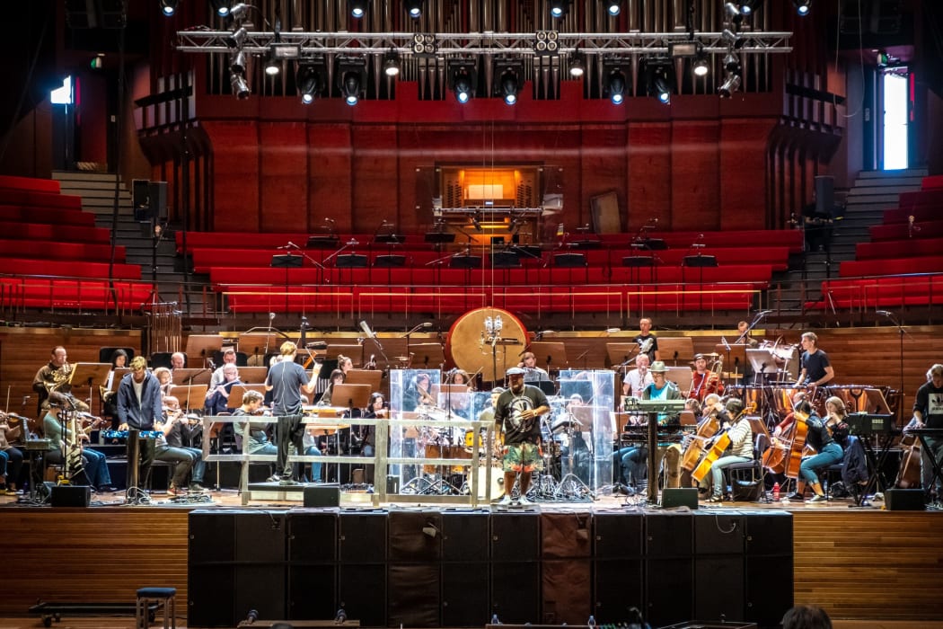 Shapeshifter and the Christchurch Symphony Orchestra rehearse
