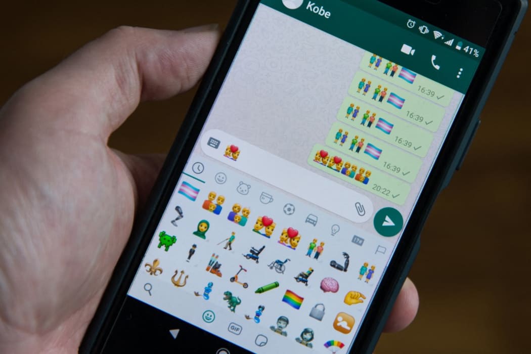 Illustration of a smartphone with the new emoticons, new emojis that honor people with disabilities, diversity or homosexuality. January 2020.