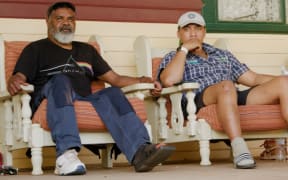 A classic "the boys" pic! Uncle Des and Piripi in their favourite spot on the deck