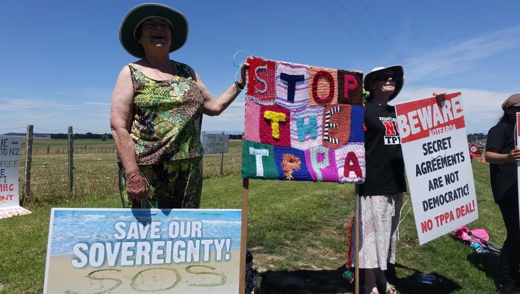 One of the more creative TPP protests at Ratana.