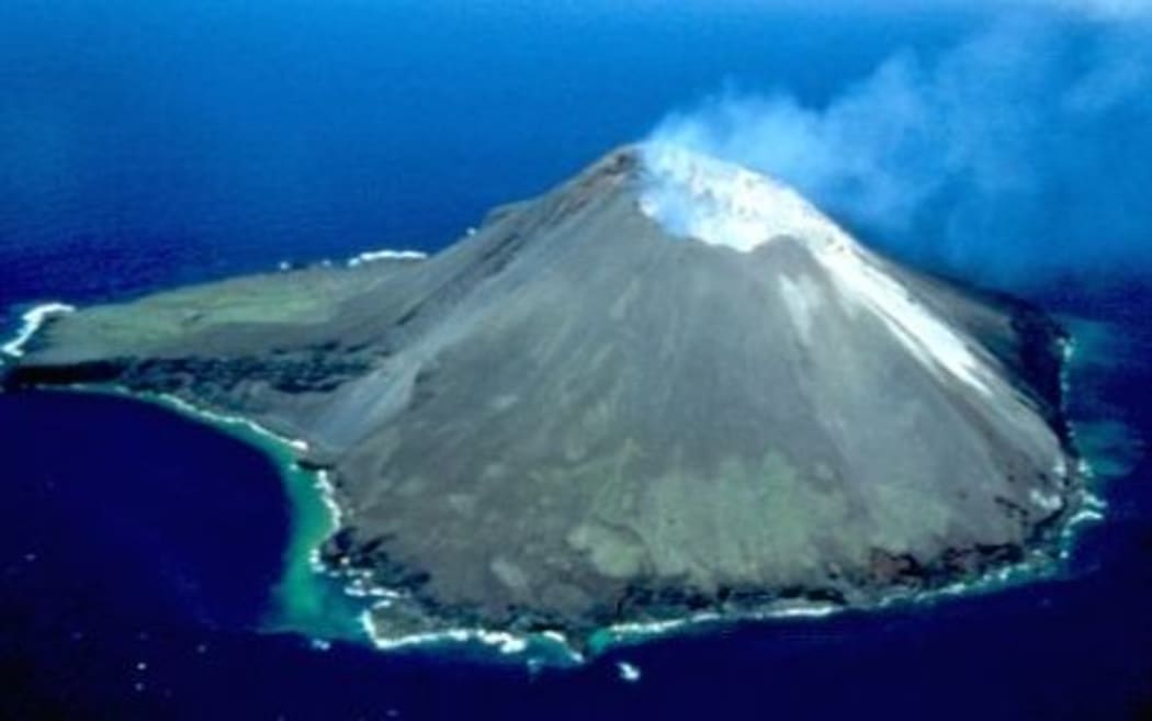 Submerged land rises out of the water to form the CNMI's most northern island of Farallon de Pajaros.