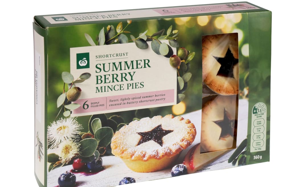 Woolworths branded Summer Berry Mince Pies.