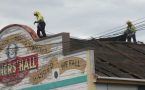 Fire crews on miners hall.