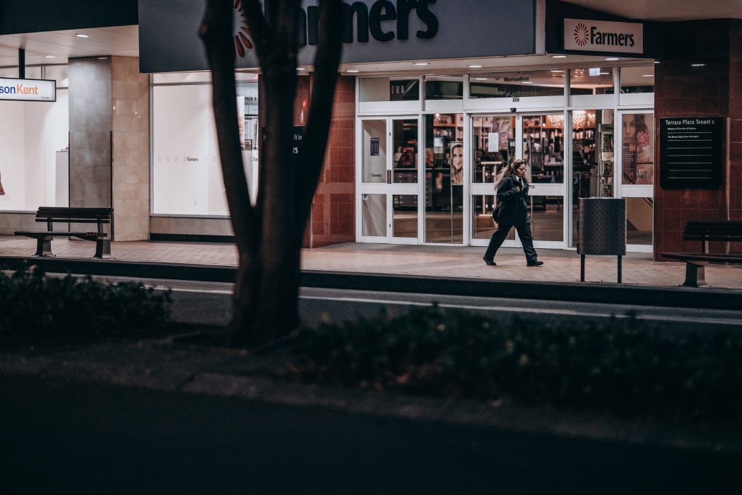 Lambton Quay, Wellington, on the morning of 26 March, on the first day of the nationwide Covid-19 lockdown.