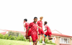 Raymond Diho during warm-up ahead of Vanuatu United FC's first match against Bula FC.(OFC Media via Phototek)
