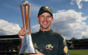 Ricky Ponting with the Chappell Hadlee Trophy