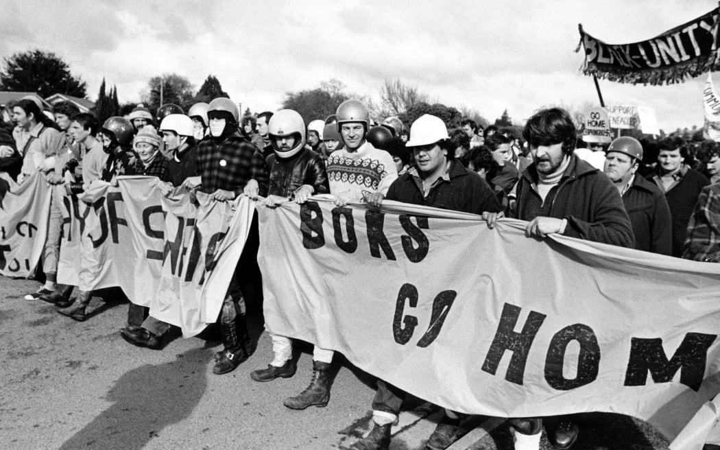 Apartheid rally during the South Africa tour of New Zealand 1981.
