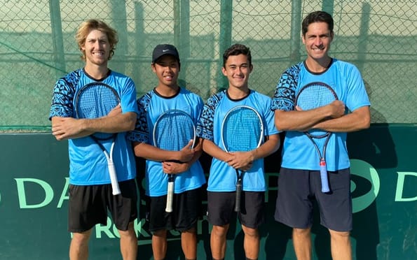 Colin Sinclair (L) is the Pacific Oceania number one, with Heimanarii Lai San and Clement Mainguy vying for the number two spot and to be Brett Baudinet's doubles partner.